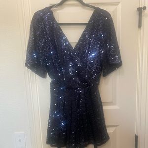 Navy blue sequin romper